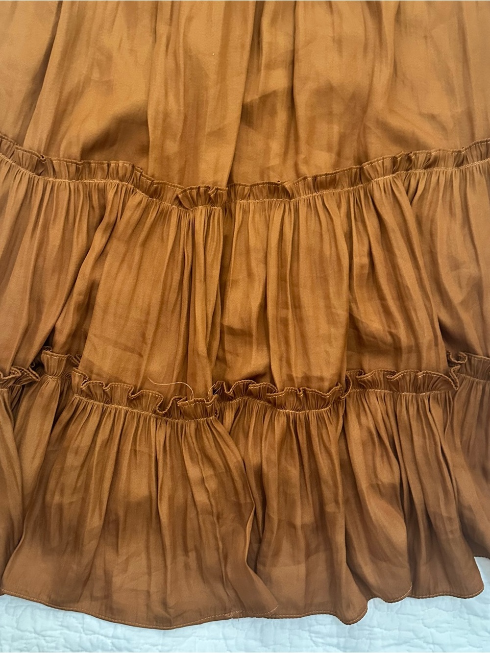 Mustard Seed Rust Tiered Ruffle Smocked Cuff Dress - Picture 6 of 6